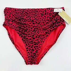 Michael Michael Kors Bikini Bottom Womens Large Red Animal Print Swim NWT